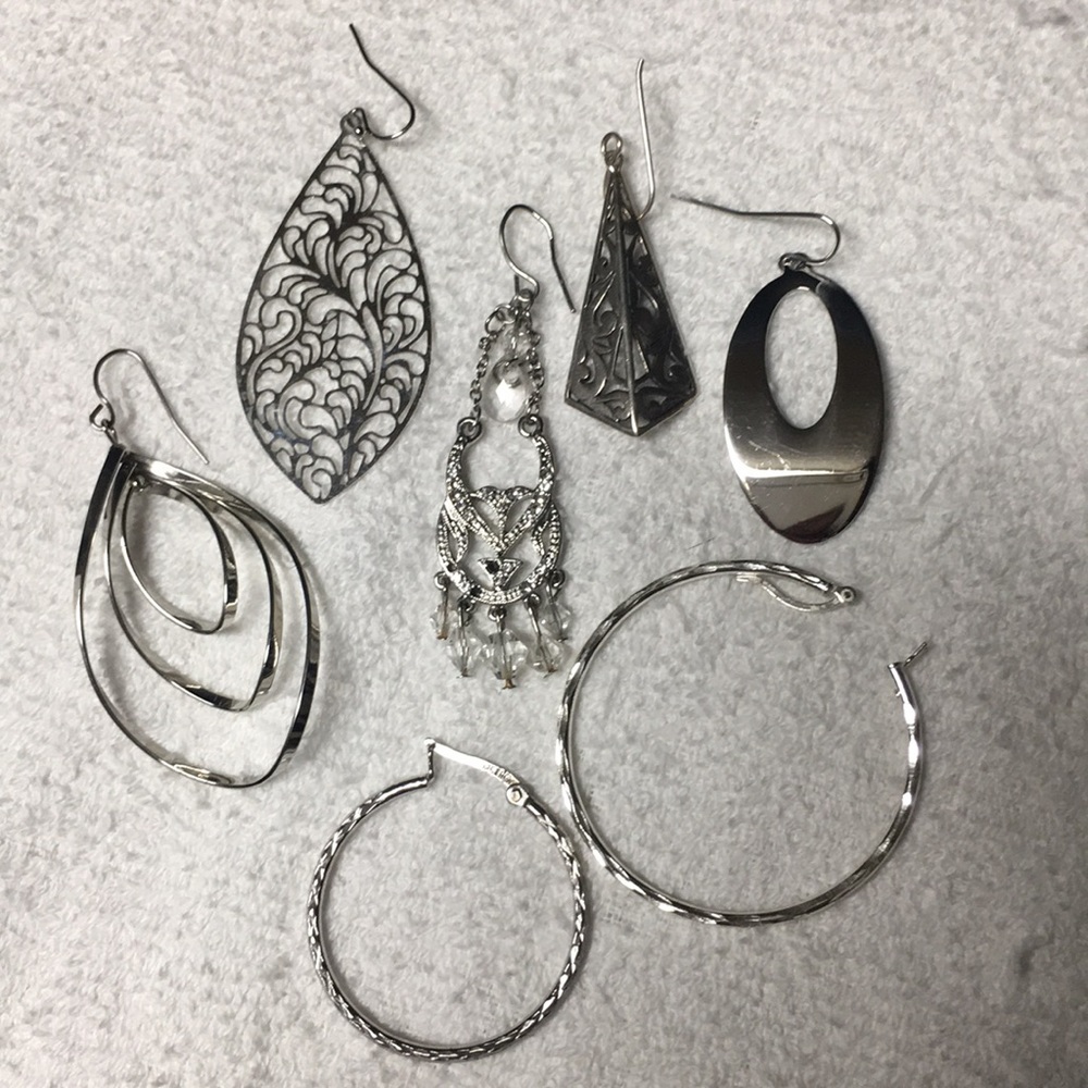 Lot of 7 Silver Unpaired Earrings